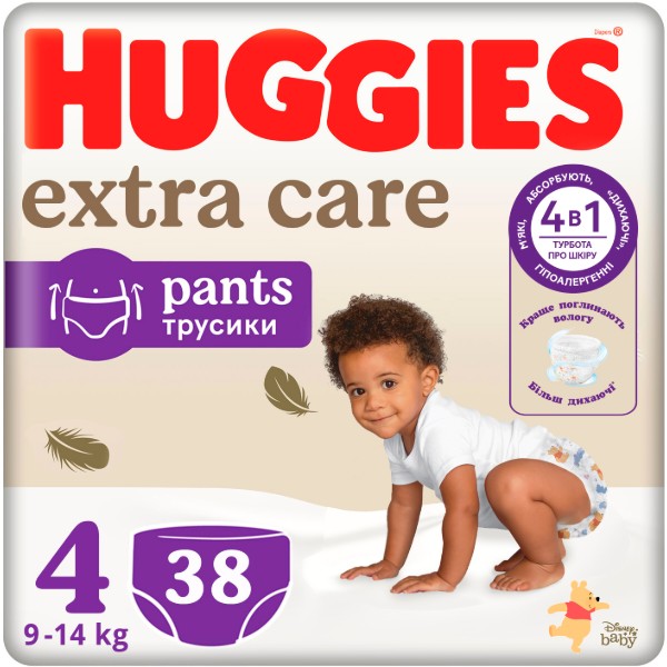 Фото - Одноразовые подгузники-трусики Huggies Extra Care Pants Размер 4 (9-14кг), 38 шт.